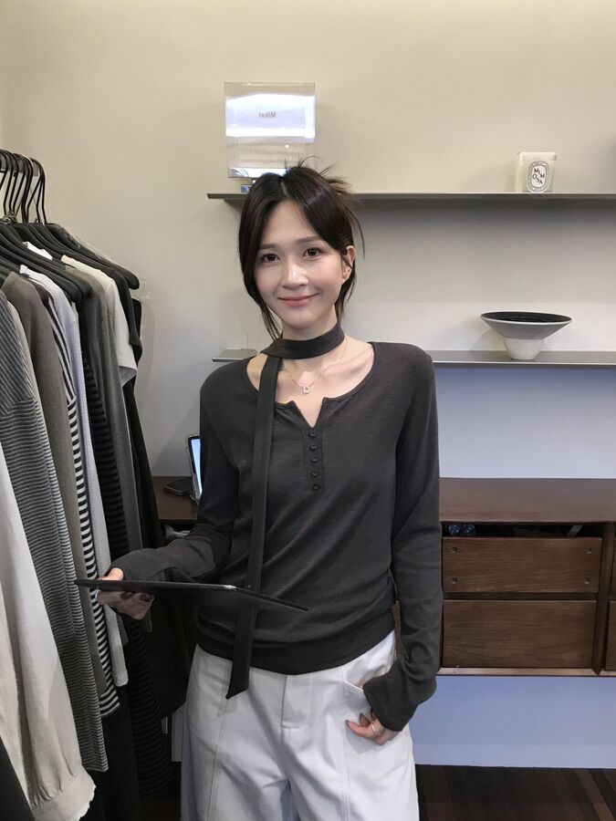 Korean Button Long Sleeve T-Shirt