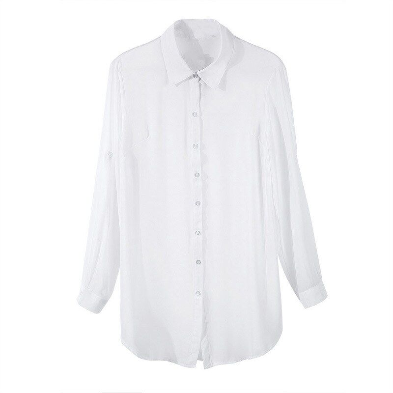 Korean Sheer Long Sleeve Shirt Dress view 5