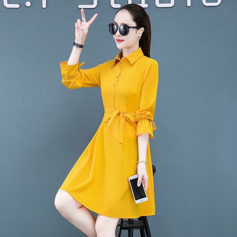 Koreanisches rotes Langarm-Hemdkleid view 6