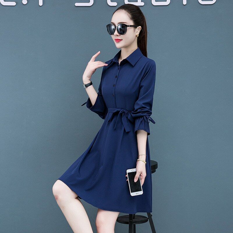 Koreanisches rotes Langarm-Hemdkleid view 8