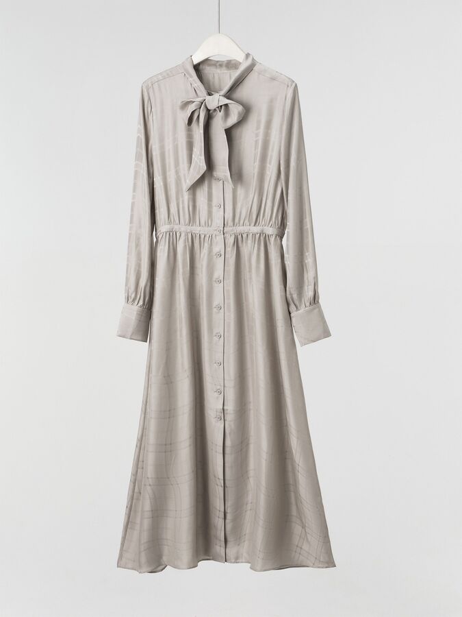 Silk Long Sleeve Bow Dress view 4