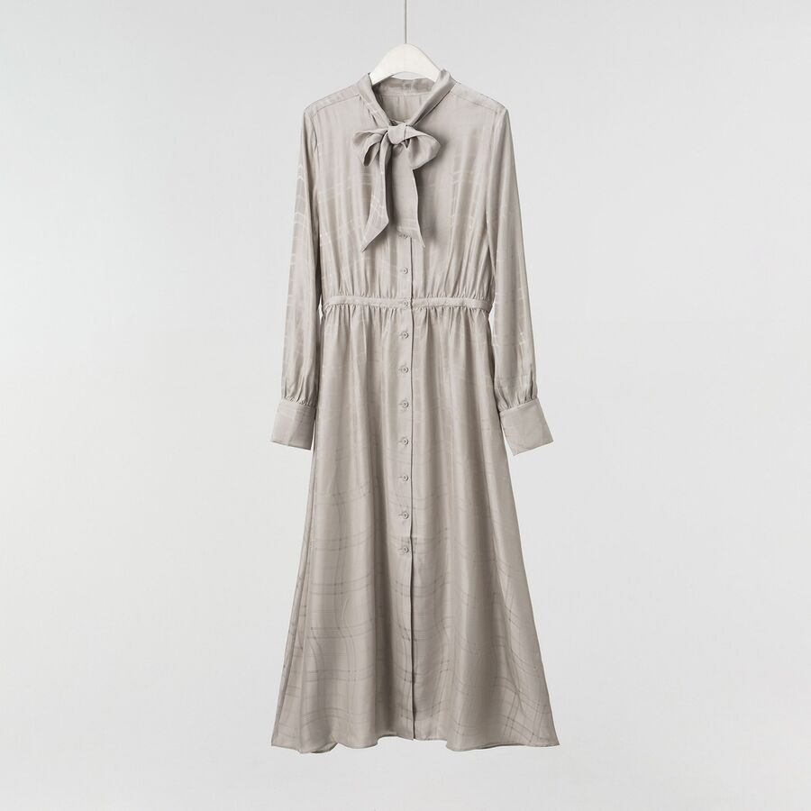 Silk Long Sleeve Bow Dress view 6