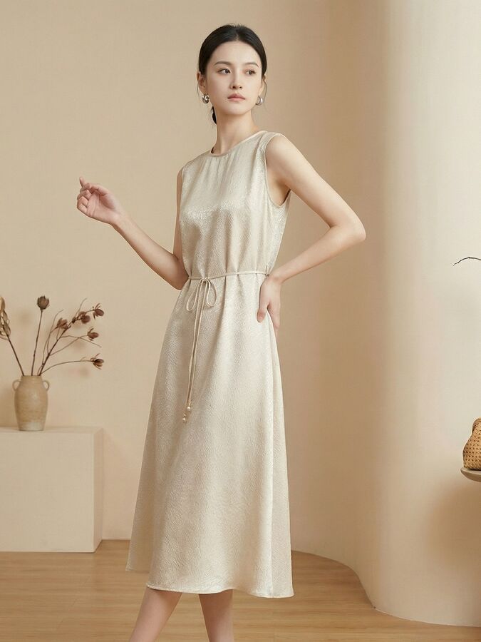 French Silk Sleeveless Dress view 2