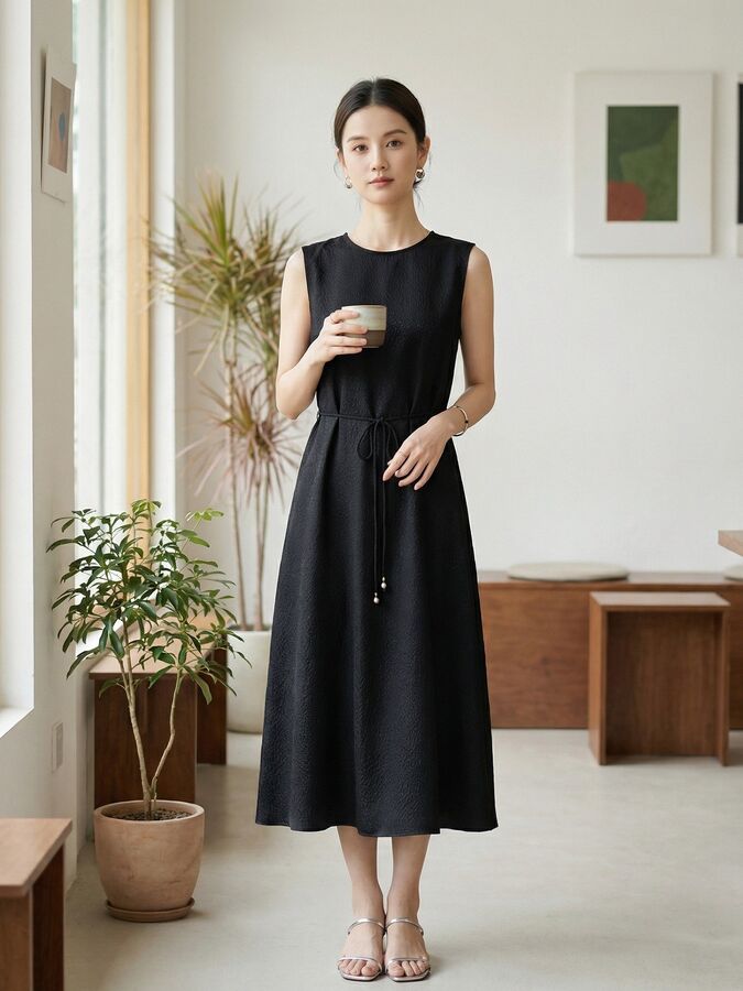 French Silk Sleeveless Dress view 3