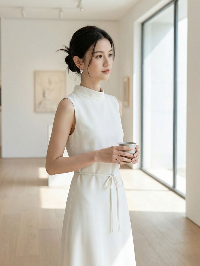 Silk Sleeveless A Line Dress
