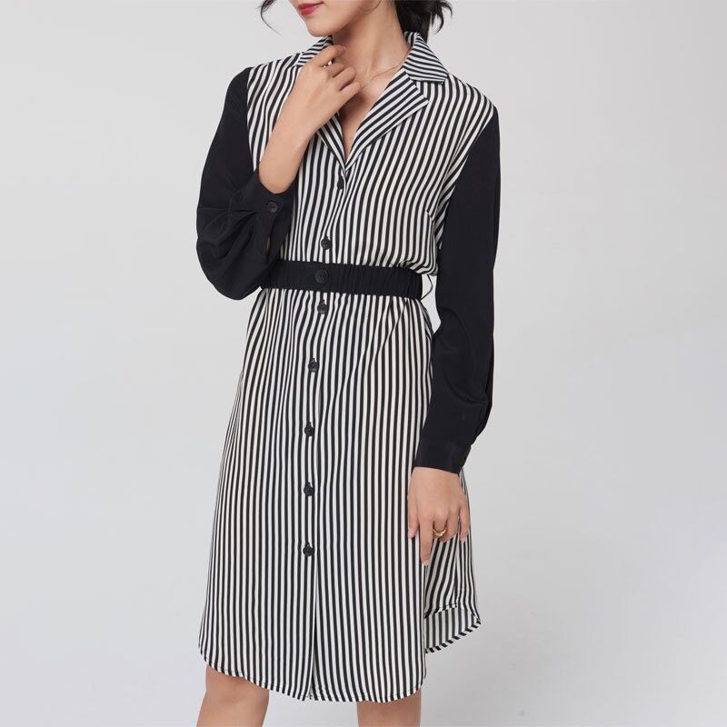 Robe en Soie Uni à Manches Longues view 6