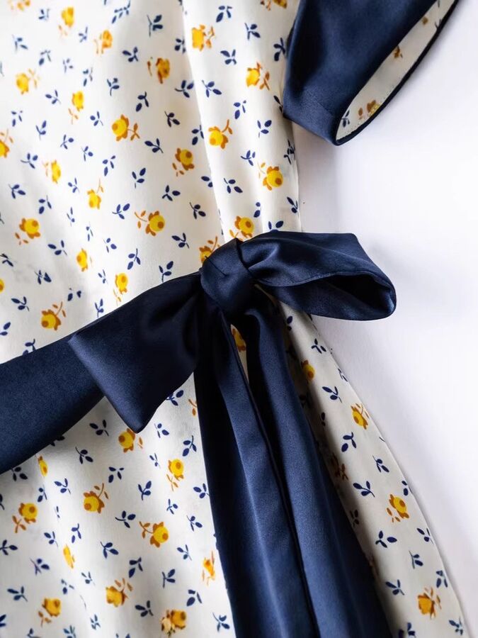 Silk Satin Floral Print Dress view 2