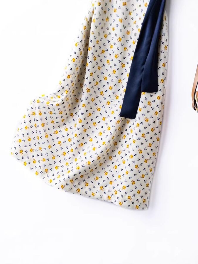 Silk Satin Floral Print Dress view 5