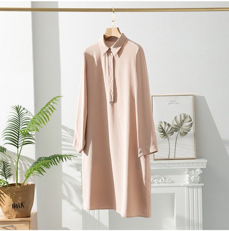 Silk long sleeve loose dress