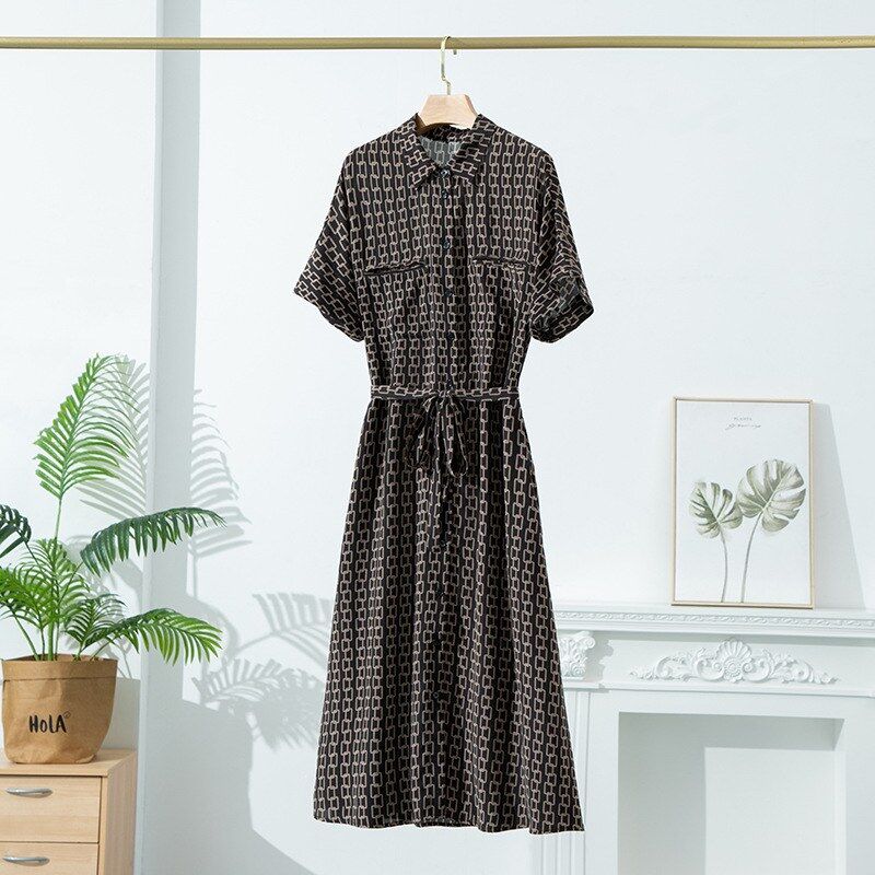 Floral silk short sleeve dress