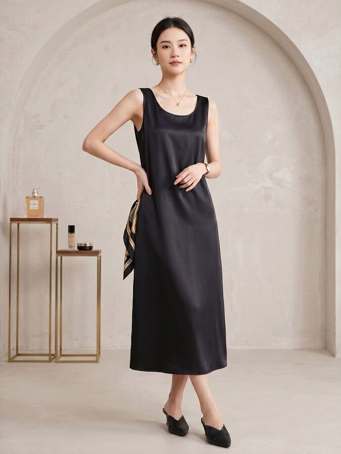 Silk sleeveless midi dress