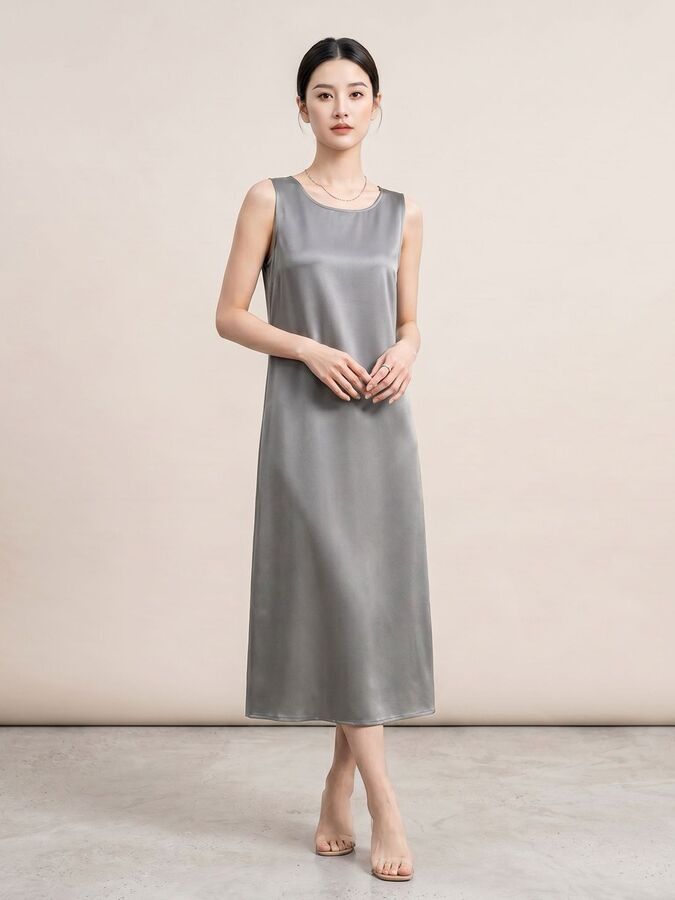 Seidenes ärmelloses Midikleid view 2
