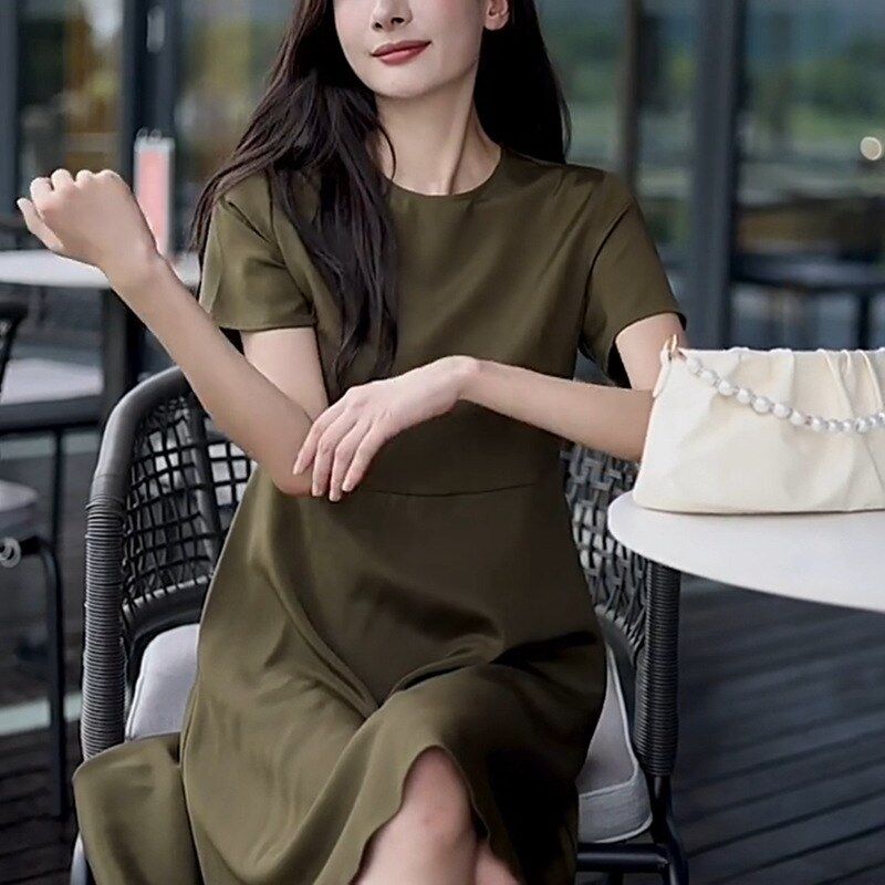 Seiden Midi Kleid mit Kurzarm view 3