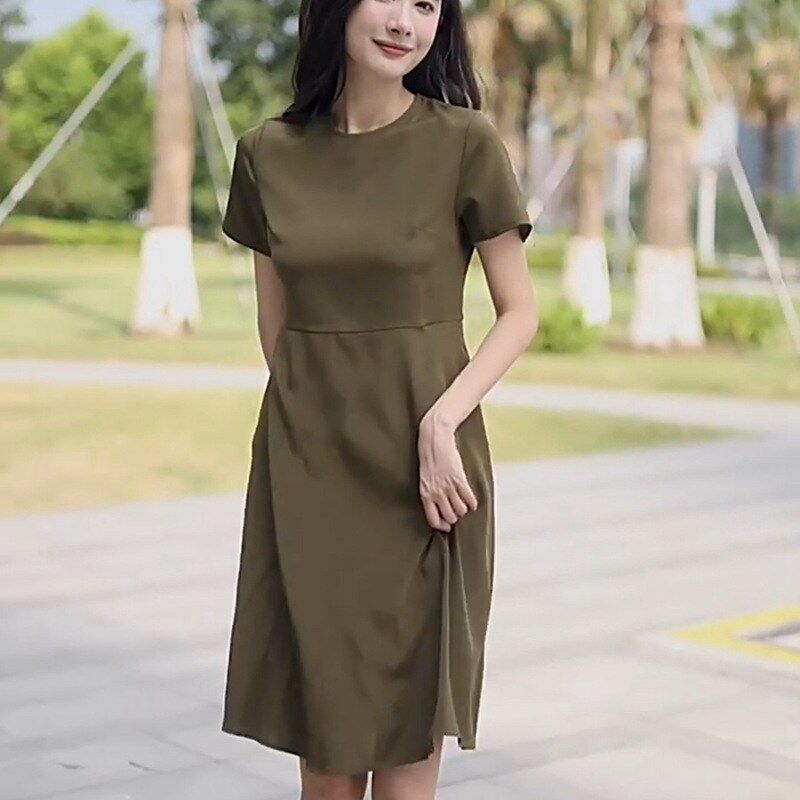 Seiden Midi Kleid mit Kurzarm view 4