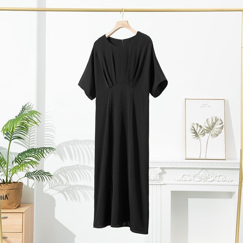 Gaun Sutra Lengan Pendek A-Line view 6
