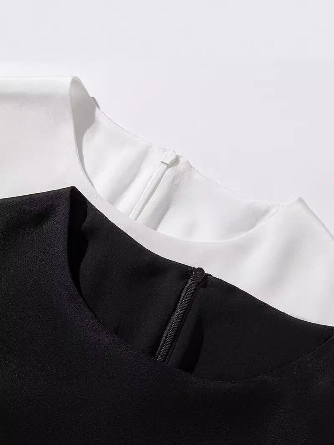 Silk Solid Three-Quarter Sleeve Office Dress view 4