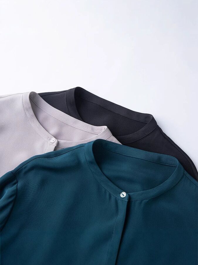 Silk A-Line Dress Long Sleeve Office view 2
