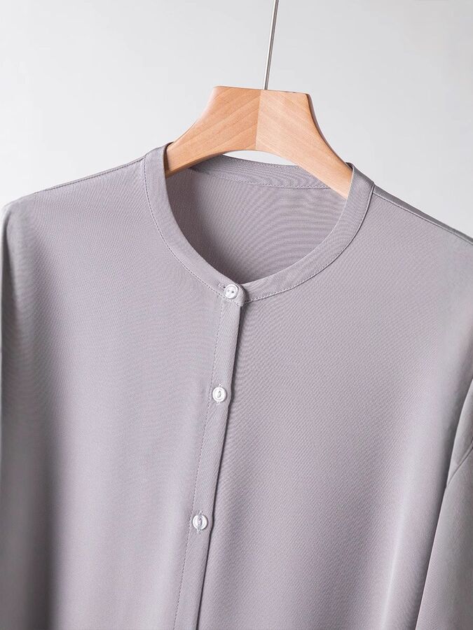 Silk A-Line Dress Long Sleeve Office view 4