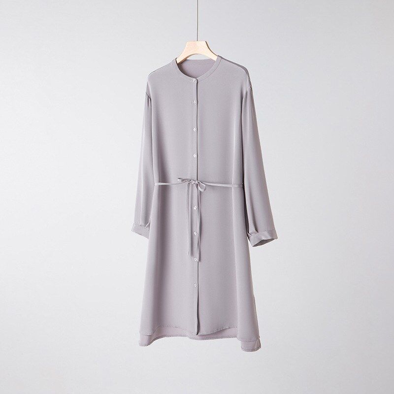 Silk A-Line Dress Long Sleeve Office view 6