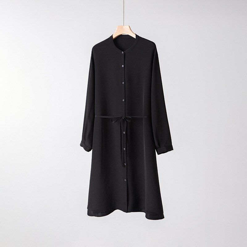 Silk A-Line Dress Long Sleeve Office view 8