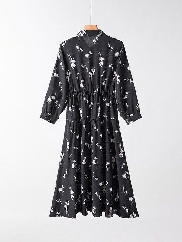 Silk Floral Dress Seven Sleeve A-Line view 2