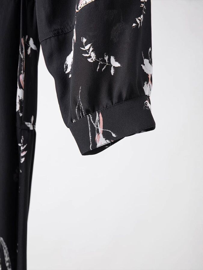 Silk Floral Dress Seven Sleeve A-Line view 5