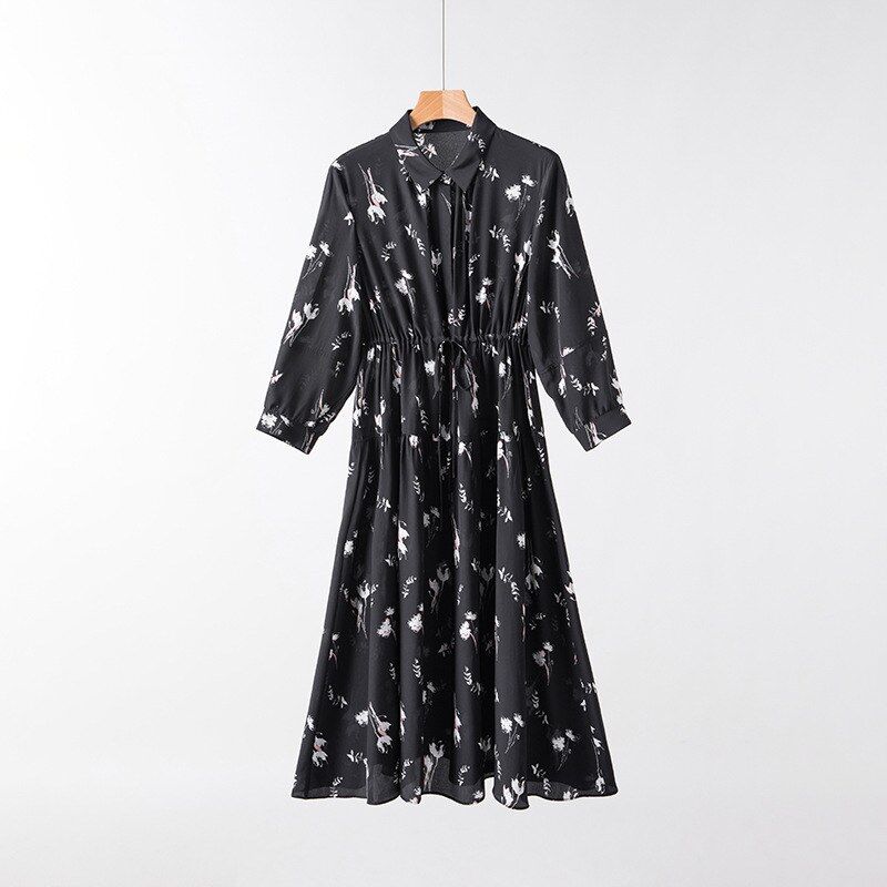 Silk Floral Dress Seven Sleeve A-Line view 6