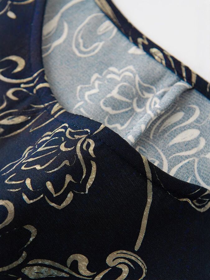 Silk Floral A-Line Dress Sleeveless view 5