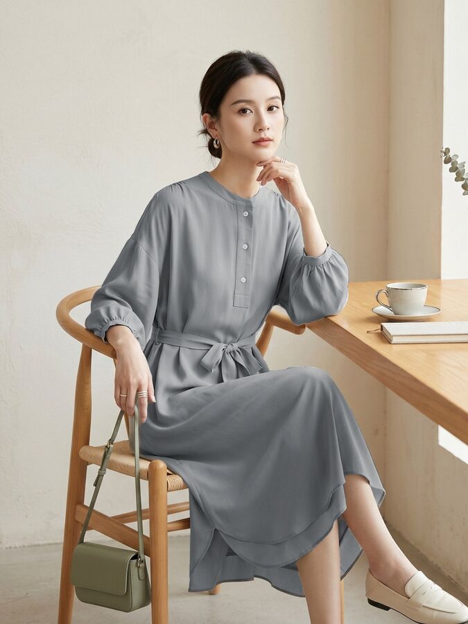 Robe en soie sept manches bureau view 2