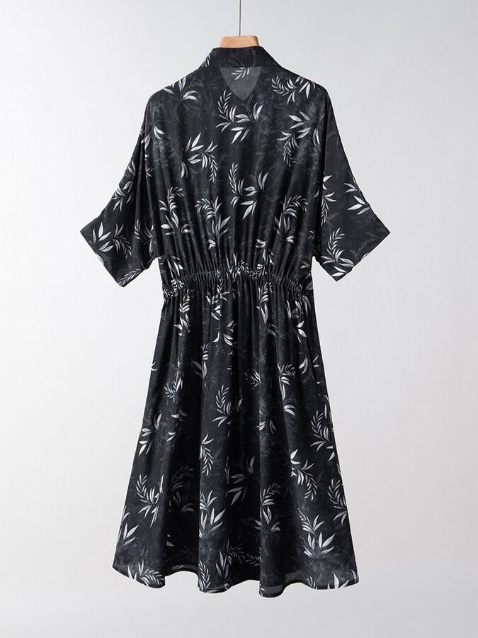 Silk Floral Dress Seven Sleeve Office view 2
