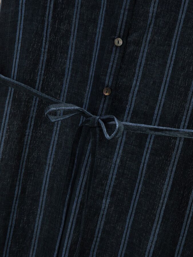 Short Sleeve Linen Striped A-Line Dress view 4