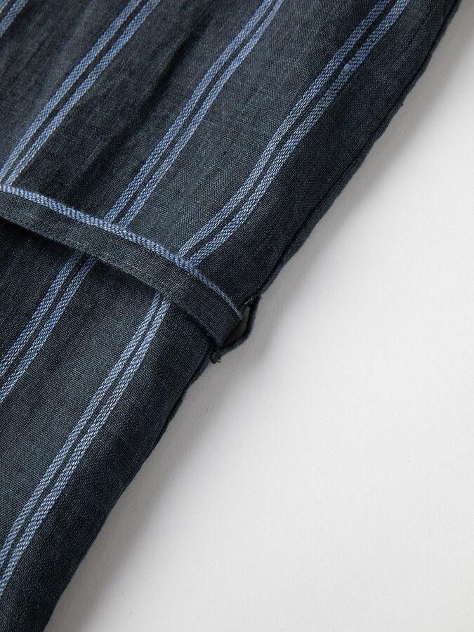 Short Sleeve Linen Striped A-Line Dress view 5