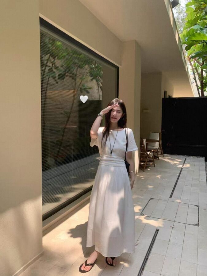 Vestido Largo Sólido Coreano view 4