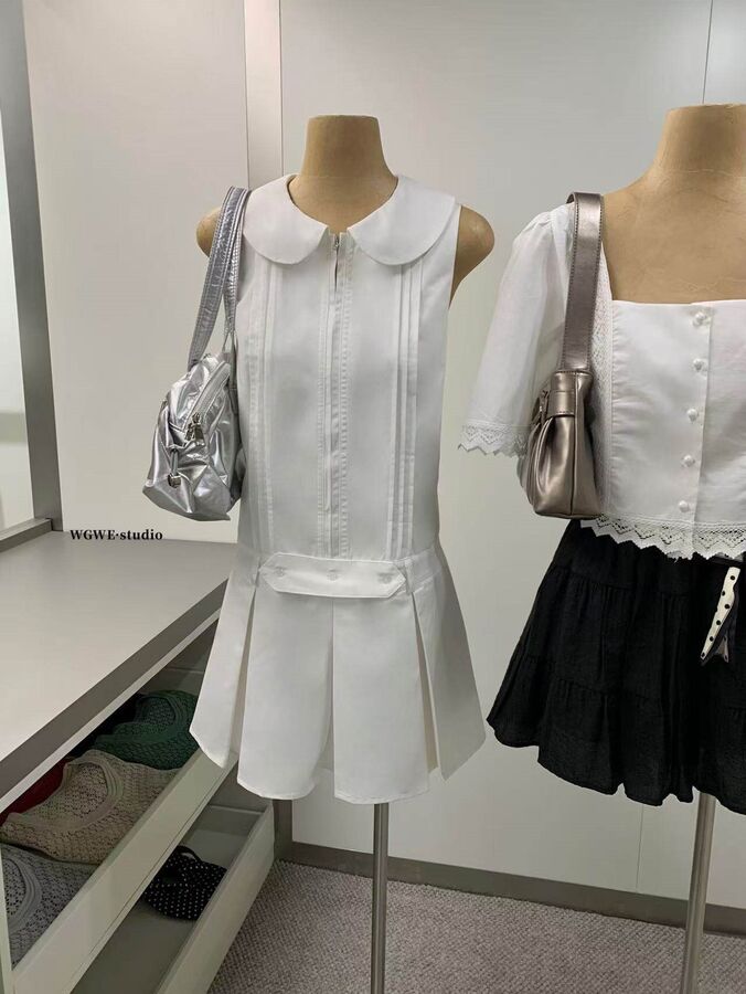 Doll Collar Sleeveless Shirt Dress