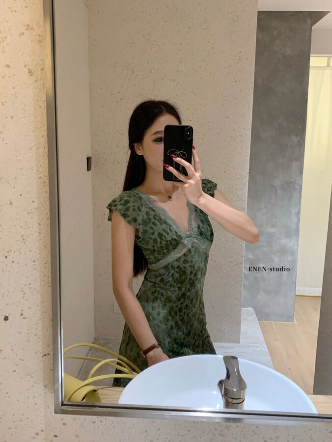 Leopard Print V-Neck Short Sleeve Dress view 3