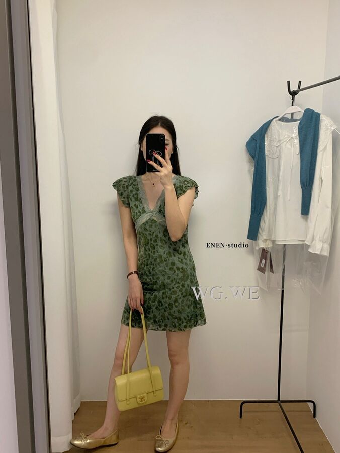 Leopard Print V-Neck Short Sleeve Dress view 6