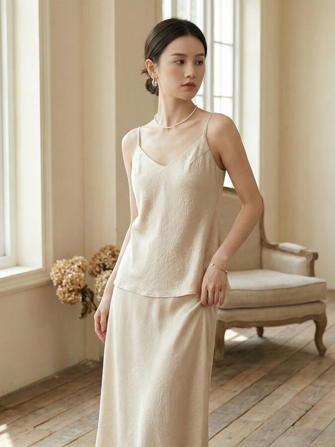 Silk Cami Top and Skirt Set