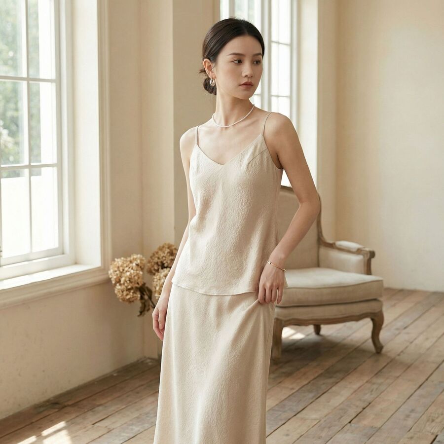 Silk Cami Top and Skirt Set view 10