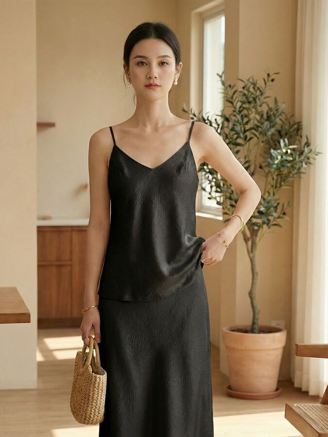Silk Cami Top and Skirt Set view 4