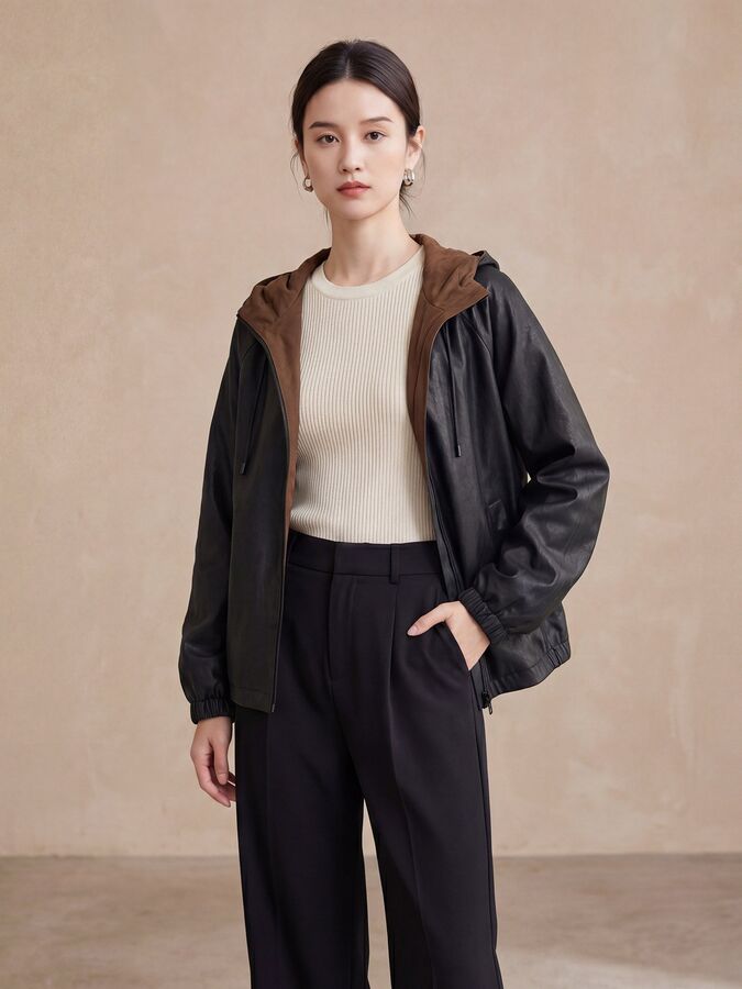 Silk Hooded Casual Jacket