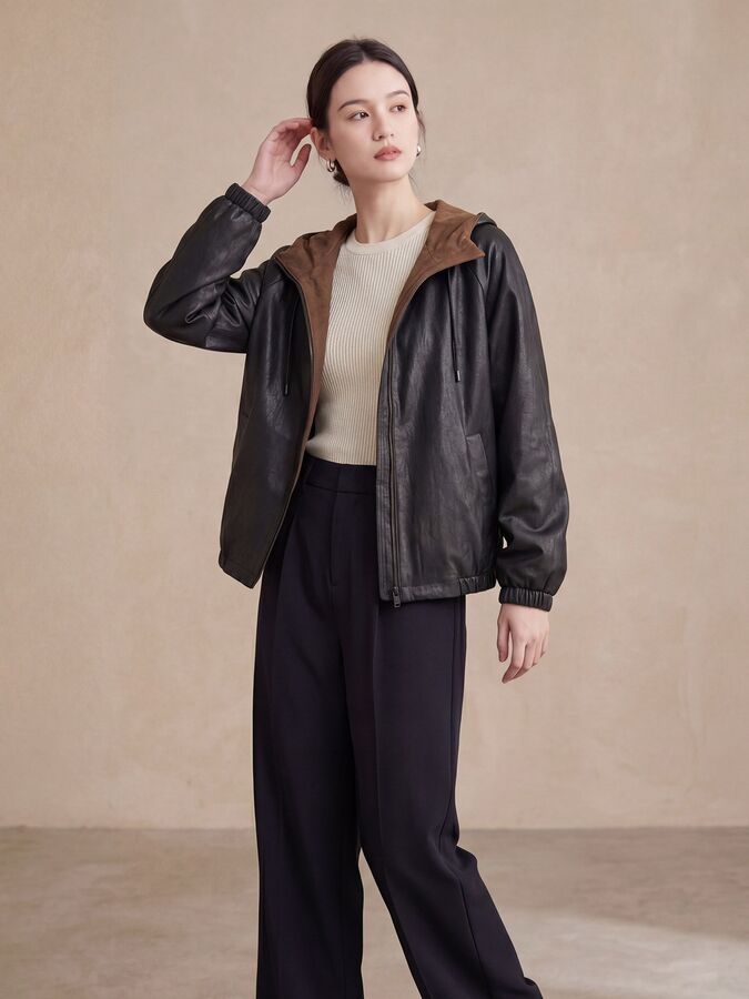 Silk Hooded Casual Jacket view 2