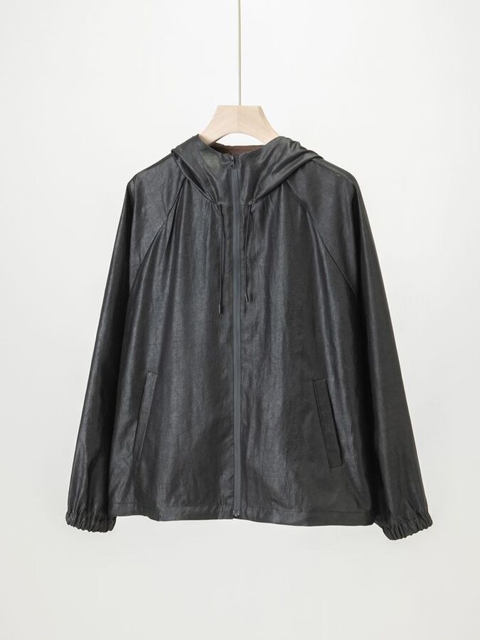 Silk Hooded Casual Jacket view 5