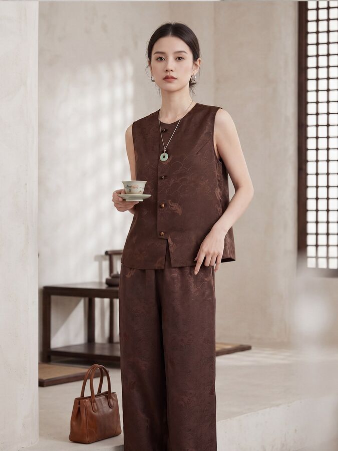 Silk Vest and Pants Set view 4