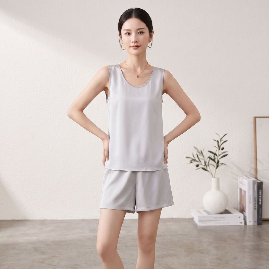 Silk Sleeveless Pajama Set view 2