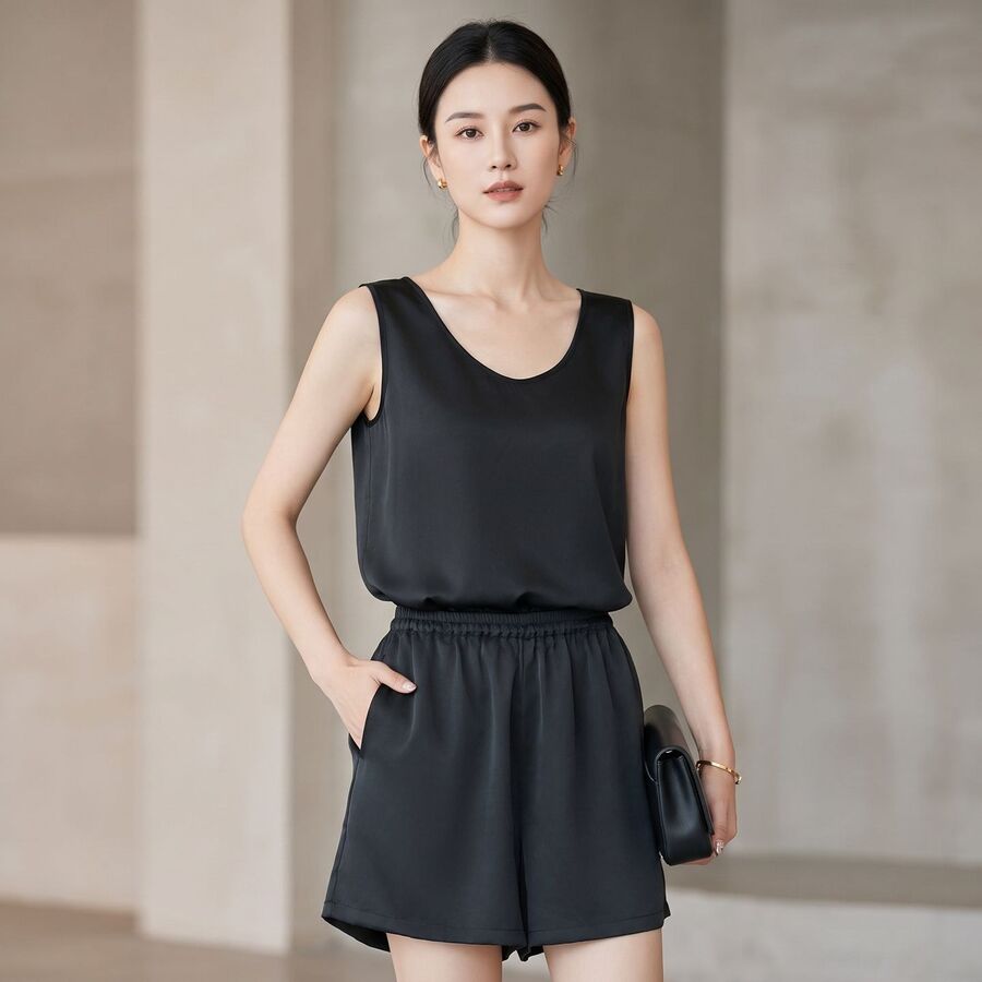 Silk Sleeveless Pajama Set view 3