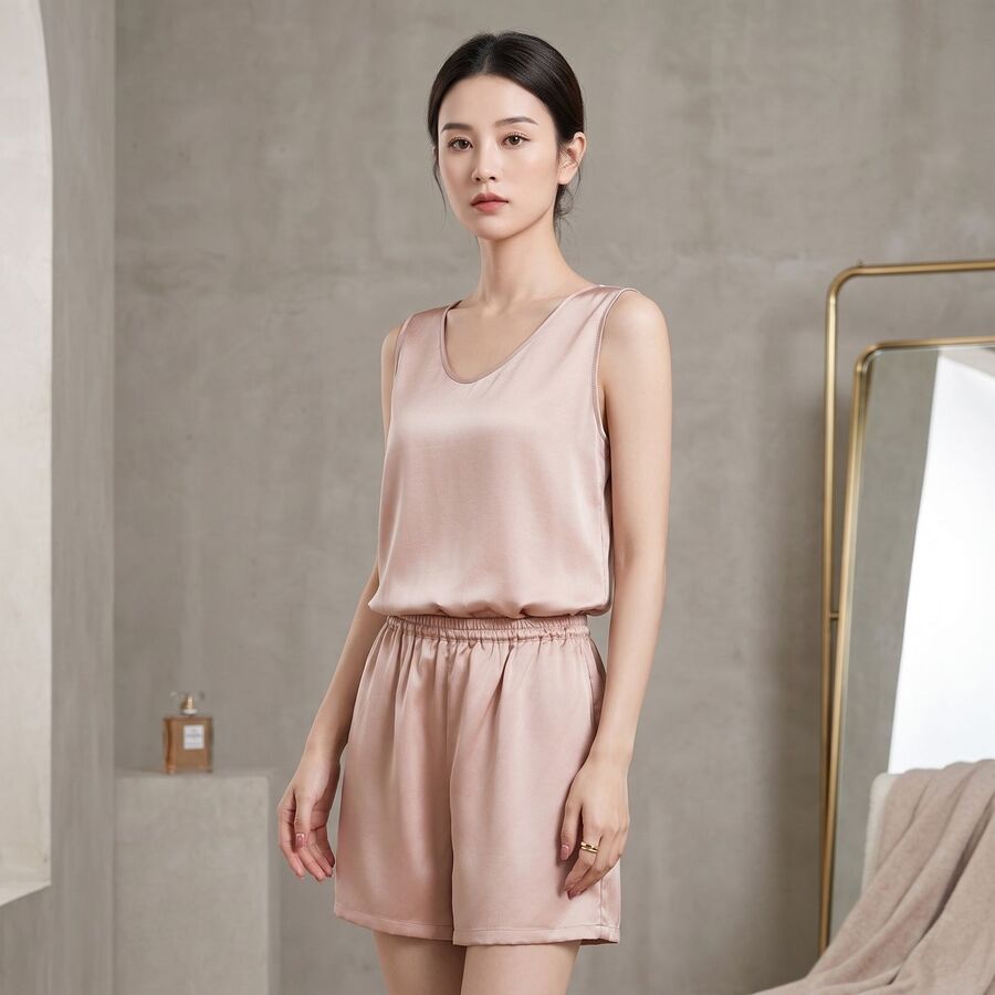 Silk Sleeveless Pajama Set view 4