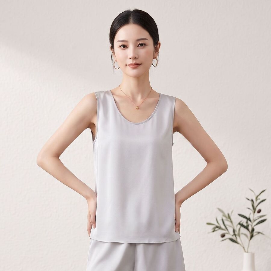 Silk Sleeveless Pajama Set view 6