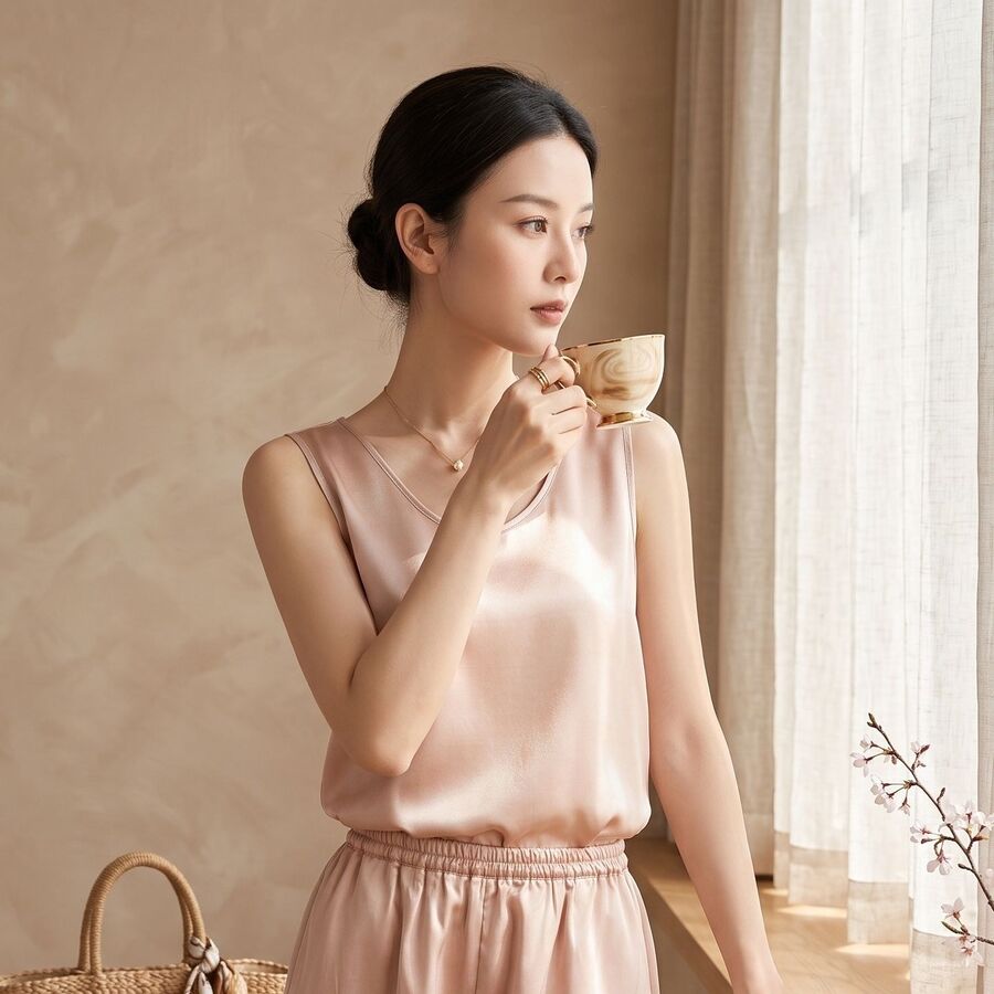 Silk Sleeveless Pajama Set view 8