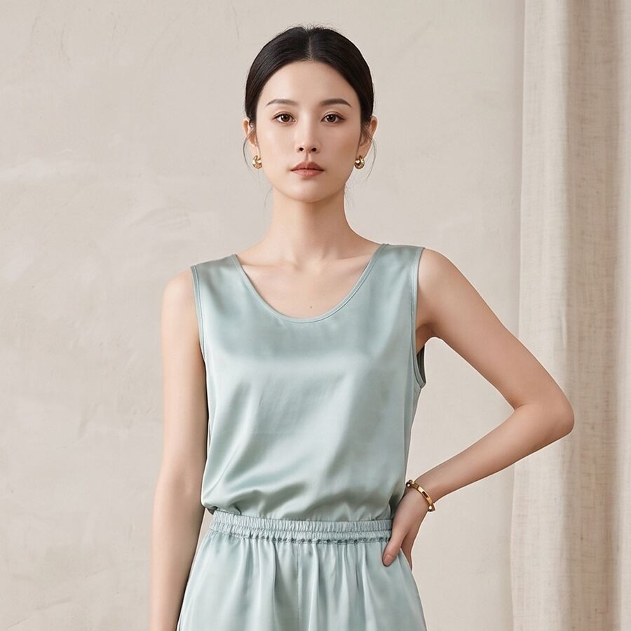 Silk Sleeveless Pajama Set view 9