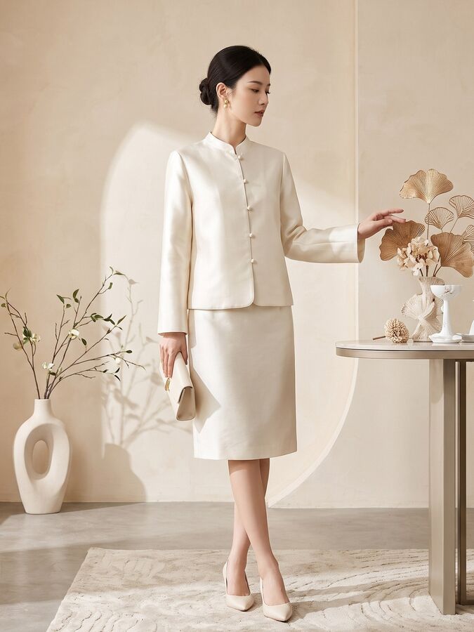 Solid Silk Long Sleeve Jacket view 2